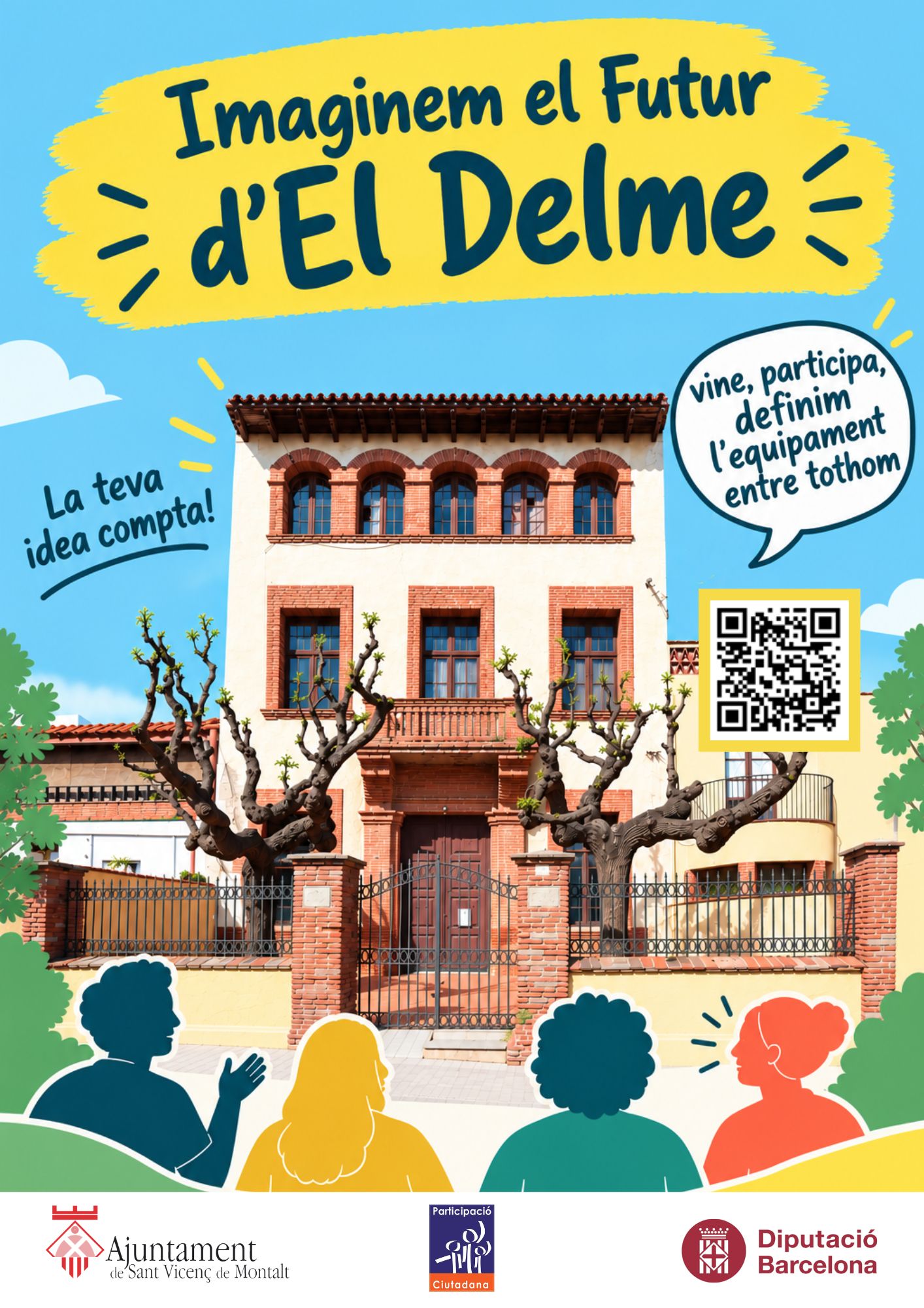 cartell procés Delme amb logos i QR